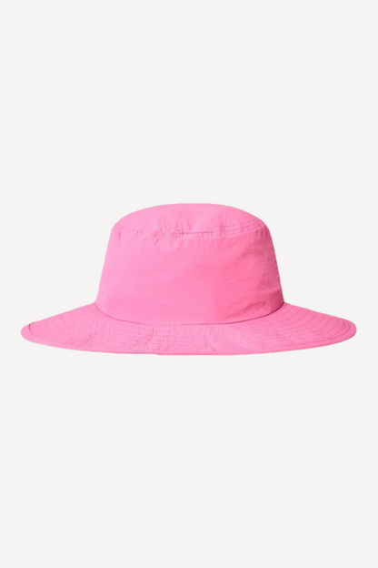 Chapeau anti-UV rose UPF 50+ pour femme, léger et respirant, parfait pour les journées ensoleillées à la plage.