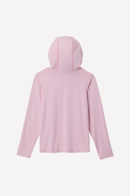 Sweat-shirt anti-UV rose pour enfant, léger et respirant, avec capuche pour protection solaire UPF50+.